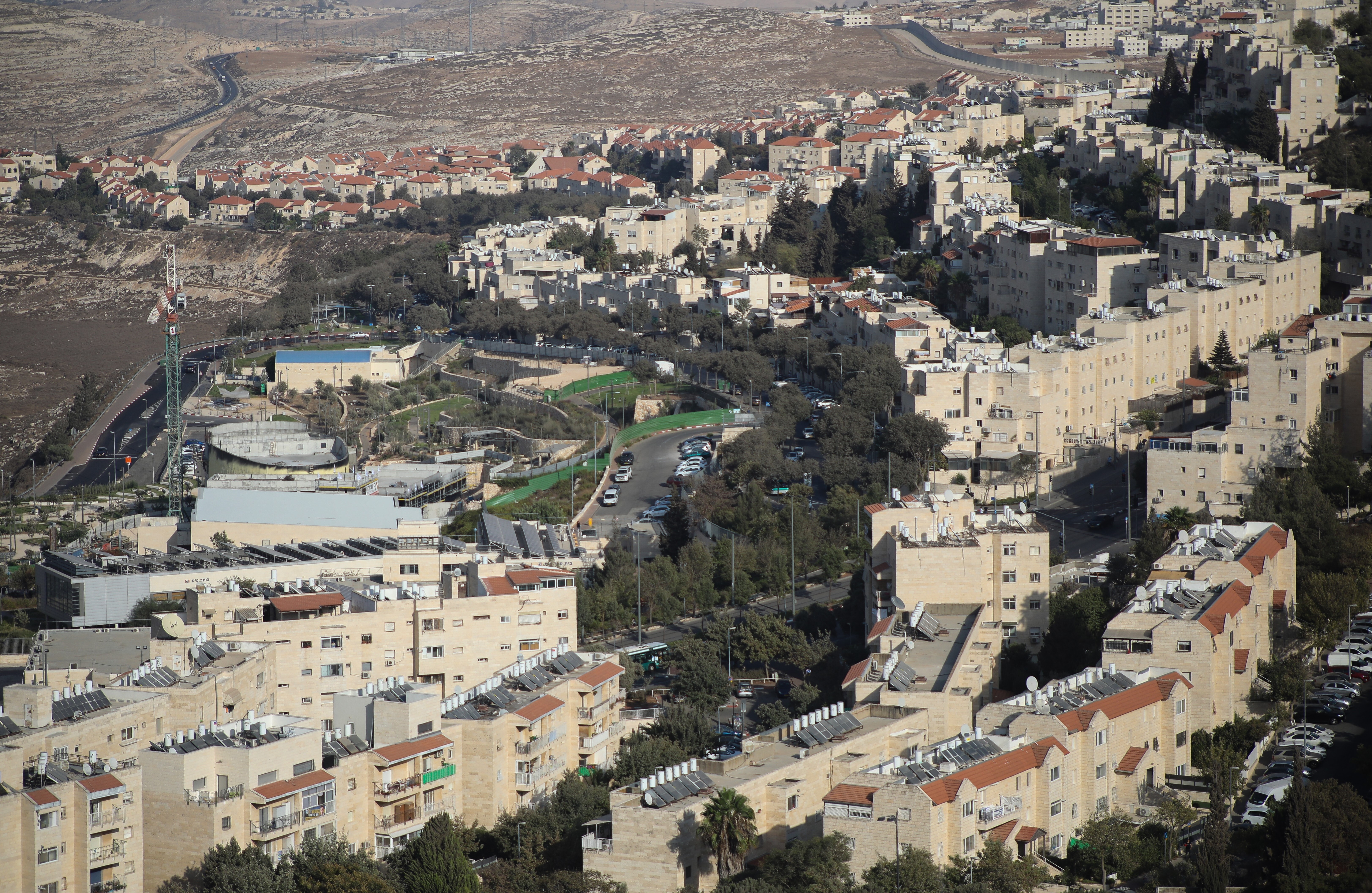 An aerial view of Pisgat Ze'ev, a Jewish settlement in East Jerusalem, October 4, 2018. (Photo by Mostafa Alkharouf /Anadolu Agency/Getty Images)