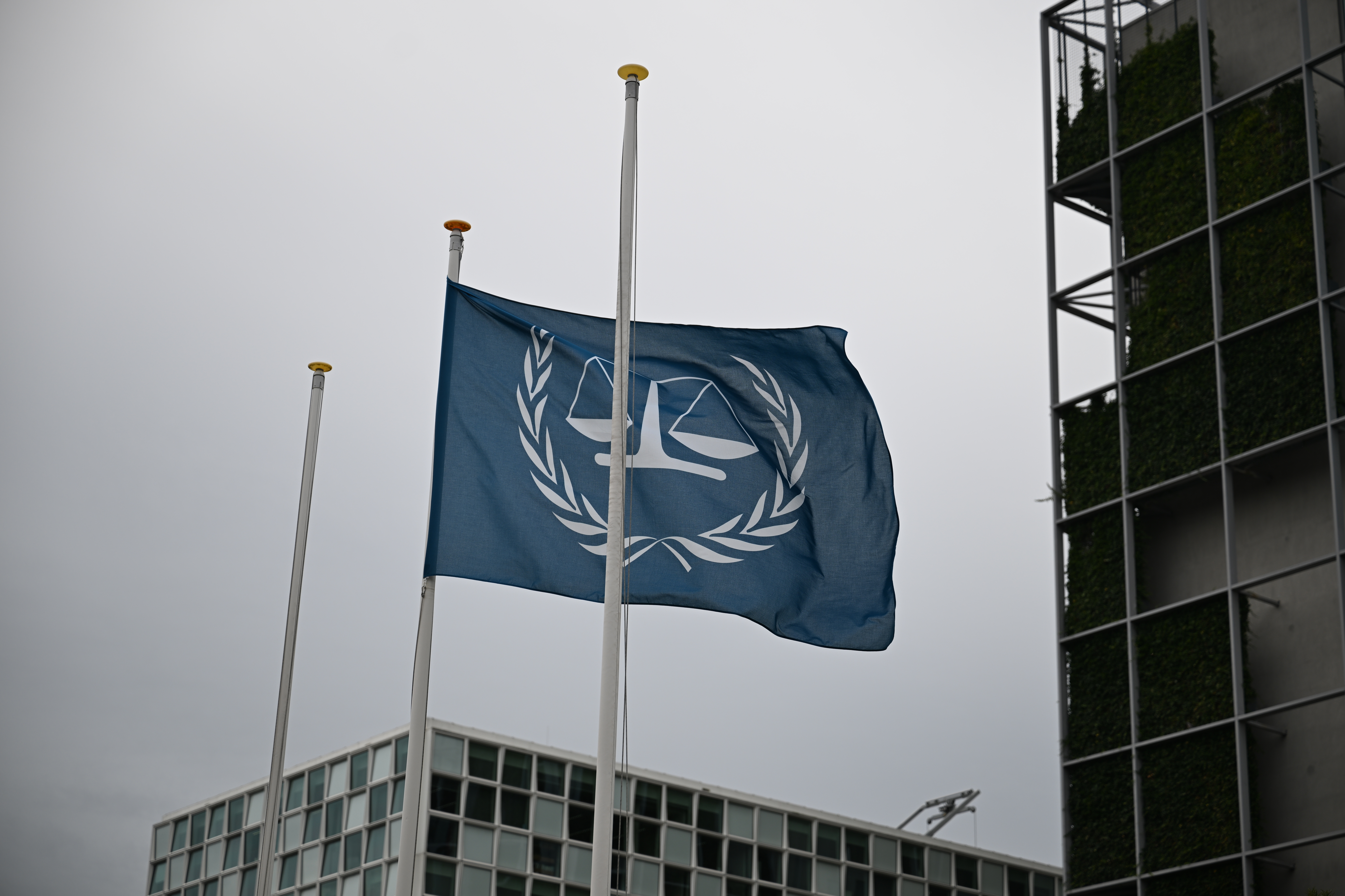 The exterior of the International Criminal Court building in The Hague