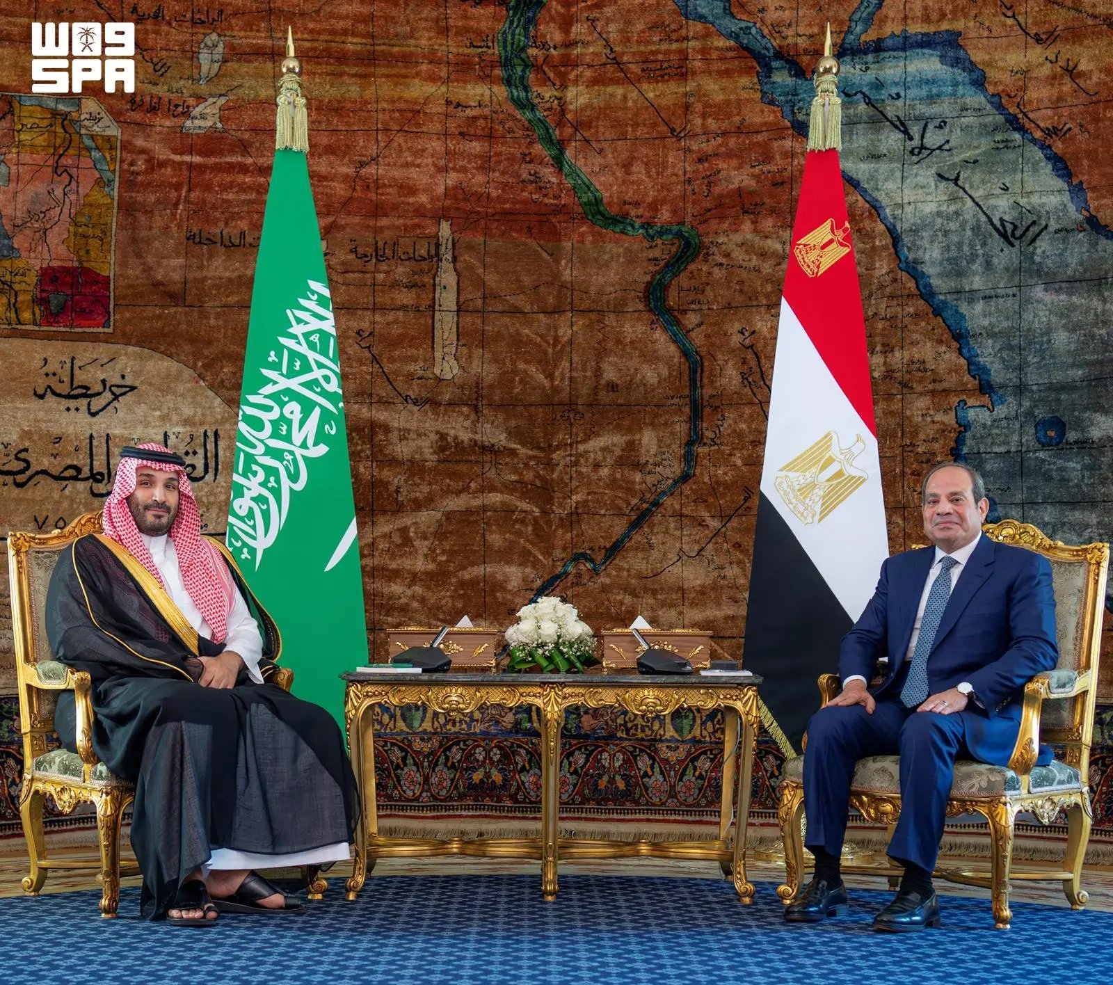 Saudi Crown Prince Mohammed bin Salman bin Abdulaziz Al Saud, Crown Prince with President of the Arab Republic of Egypt Abdel Fattah El-Sisi in Cairo on Tuesday, September 15, 2026 (Saudi Press Agency (SPA)