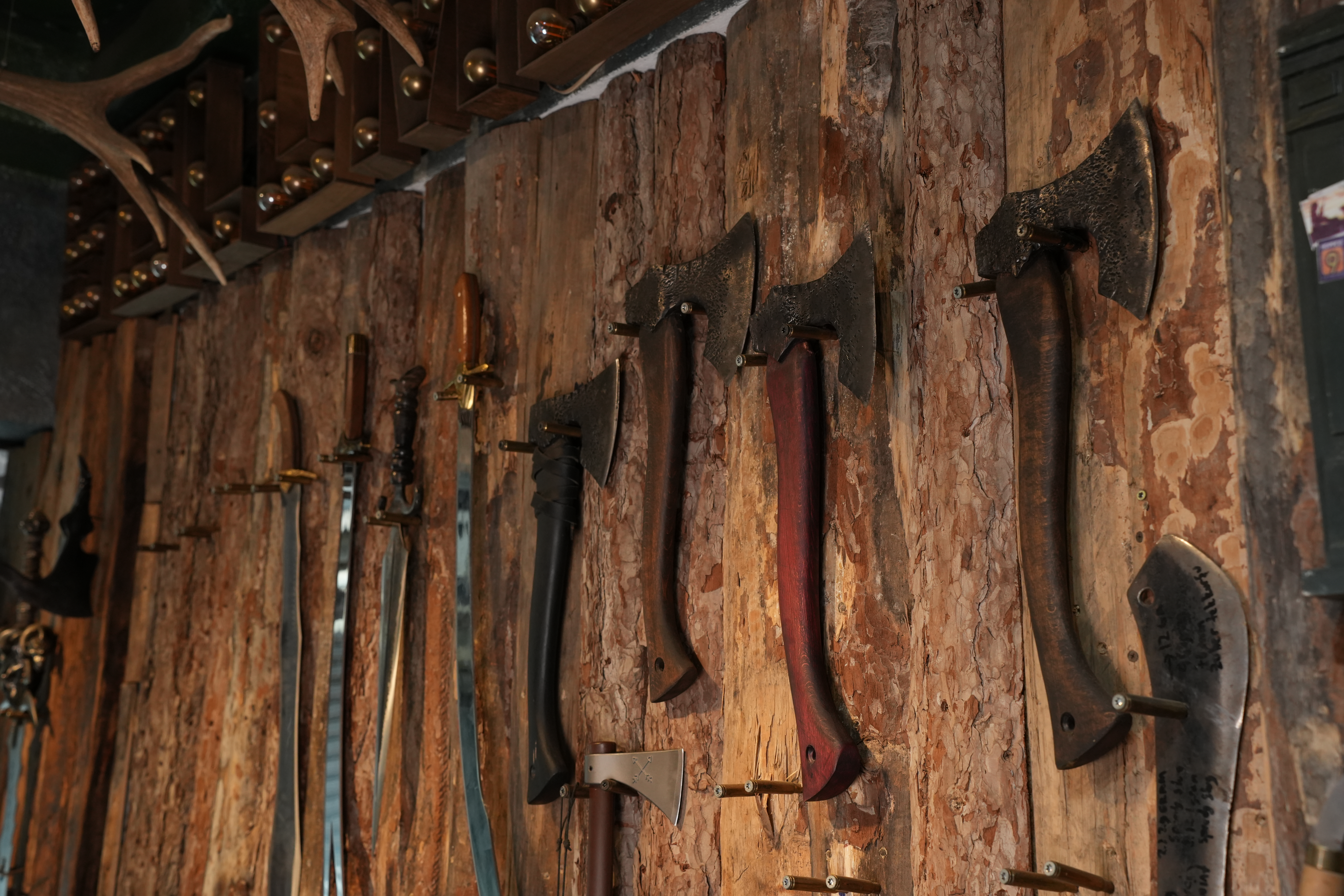 Hand-forged axes and swords made by the Akdemir family at their workshop in Izmir’s historic Kemeralti bazaar