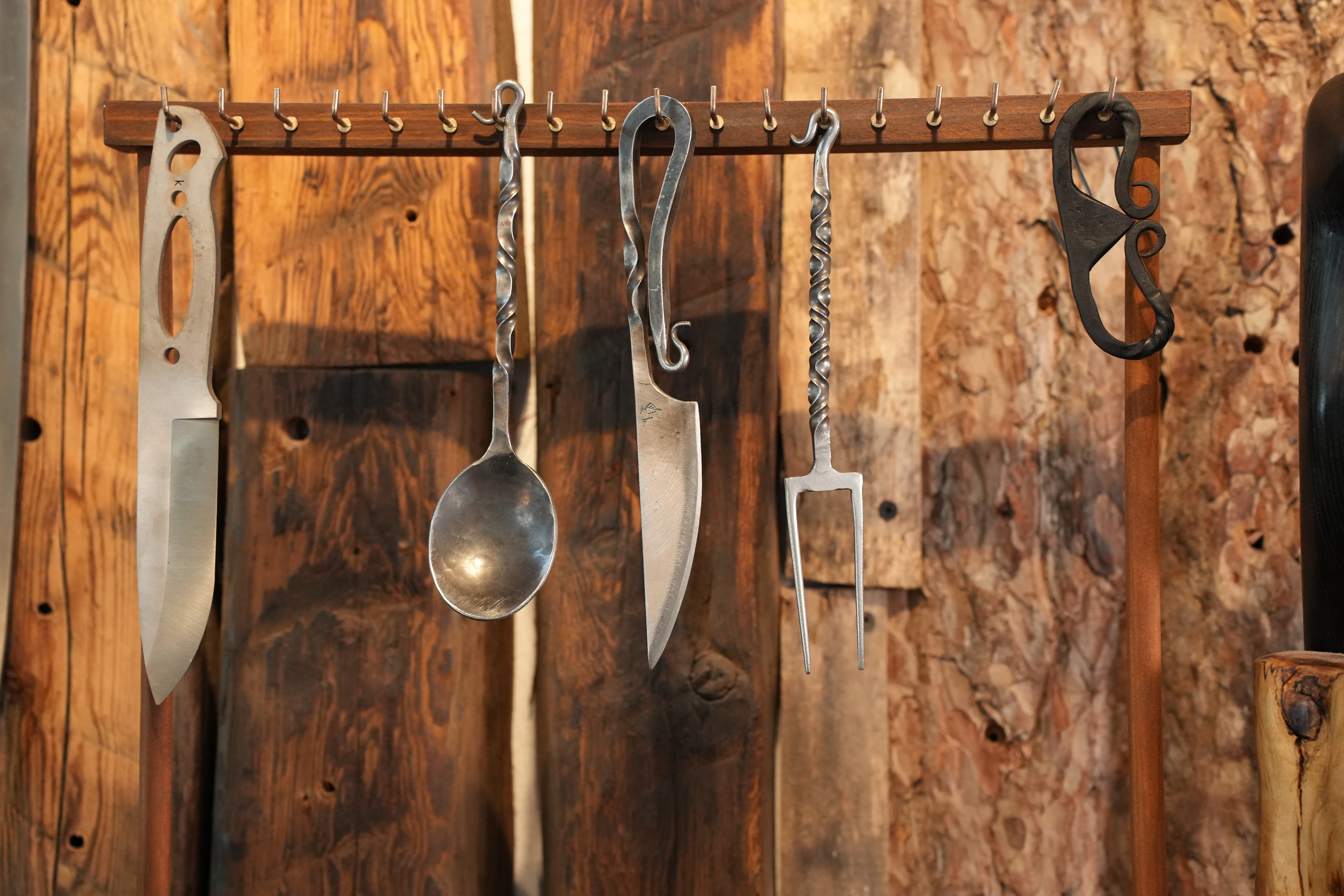 Hand-forged cutlery made at the Akdemir family workshop, where everyday objects are still produced alongside elaborate fantasy weapons commissioned by customers around the world