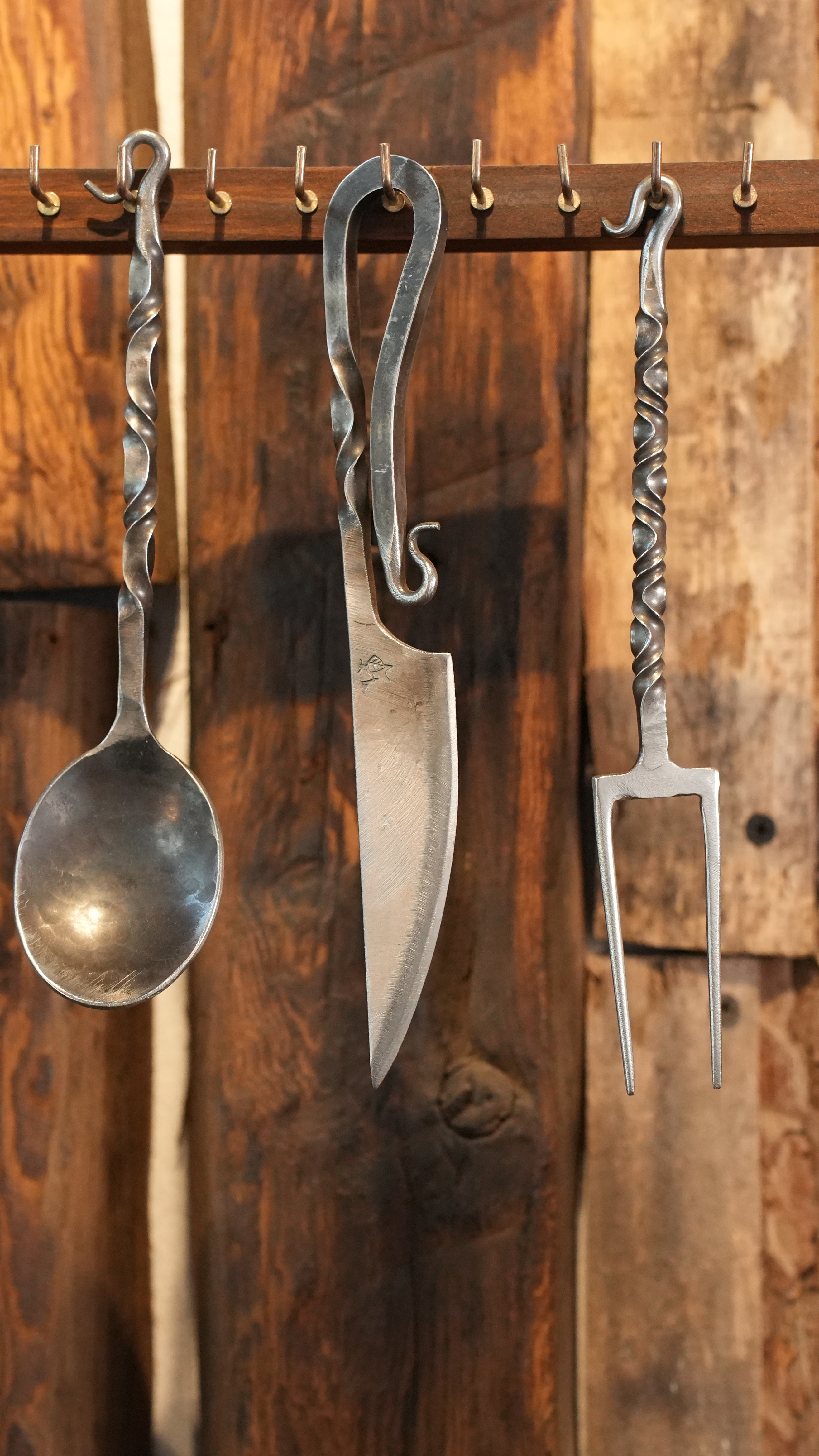 Hand-forged cutlery made at the Akdemir family workshop, where everyday objects are still produced alongside elaborate fantasy weapons commissioned by customers around the world