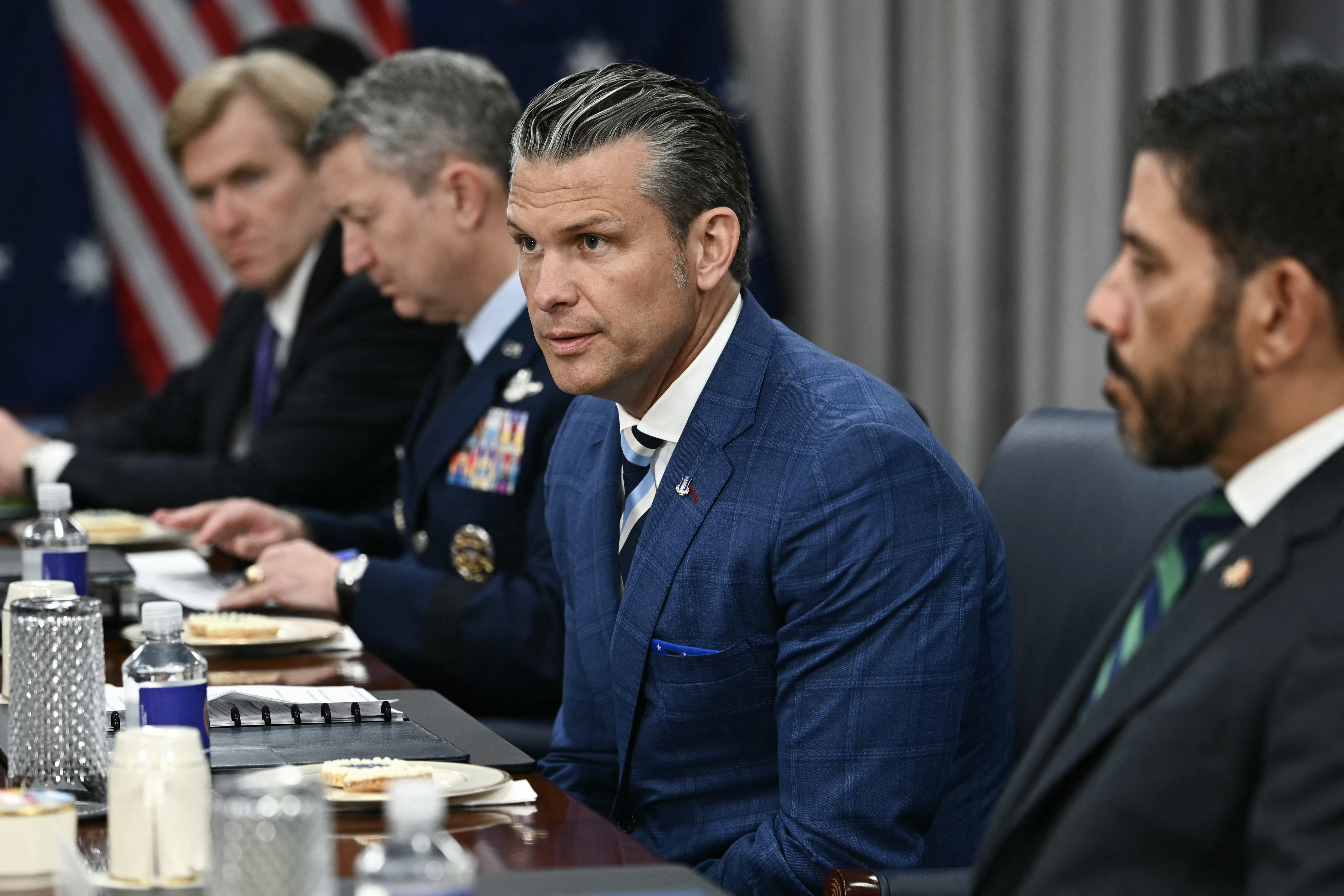 US Secretary of Defense Pete Hegseth speaks during a meeting with Australia's Deputy Prime Minister and Minister of Defence Richard Marles at the Pentagon in Washington, DC, on September 2, 2026.