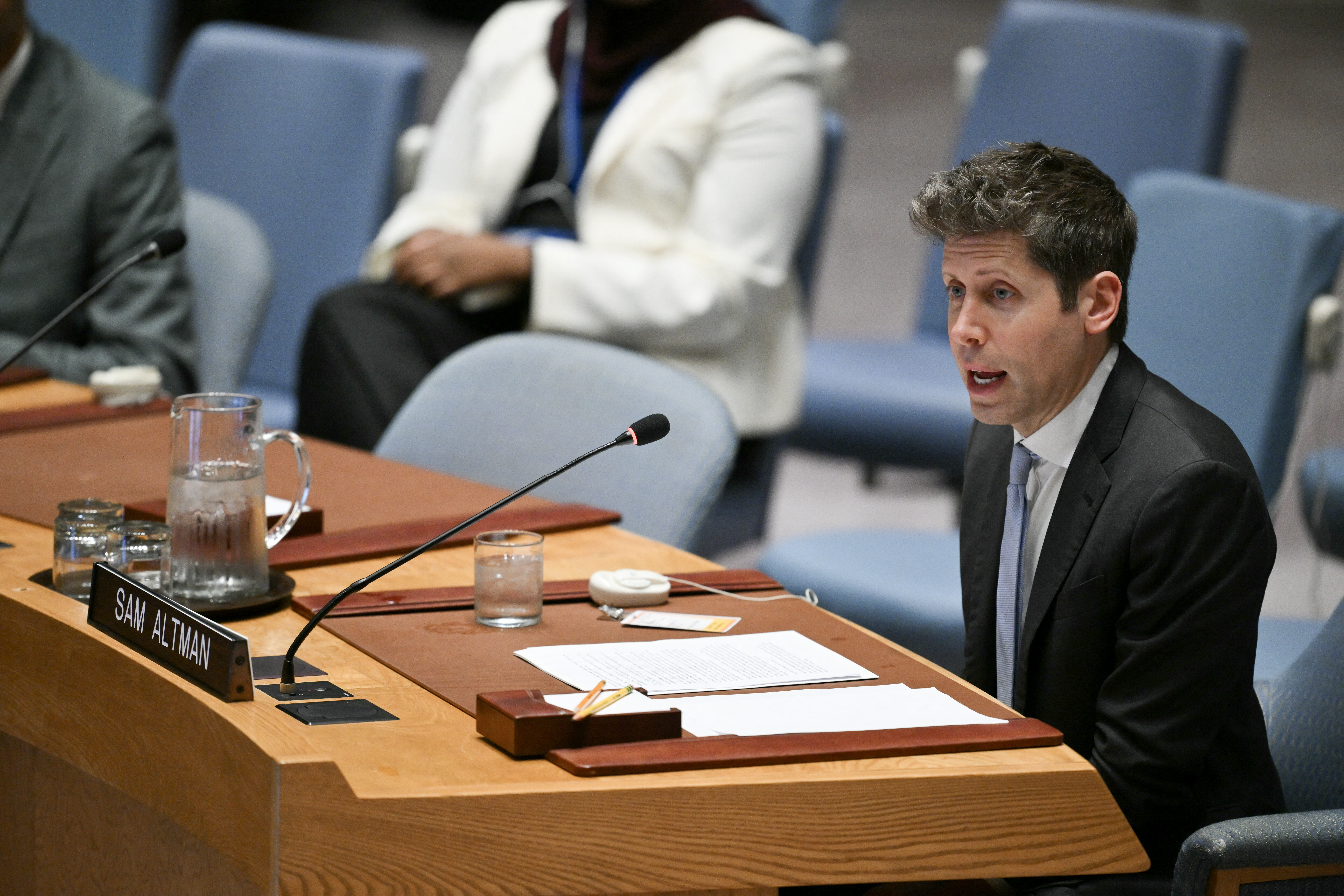 OpenAI CEO Sam Altman speaks during a UN Security Council meeting on artificial intelligence during the 81st United Nations General Assembly at the United Nations Headquarters in New York, on September 23, 2026. (Photo by ANGELA WEISS / AFP)