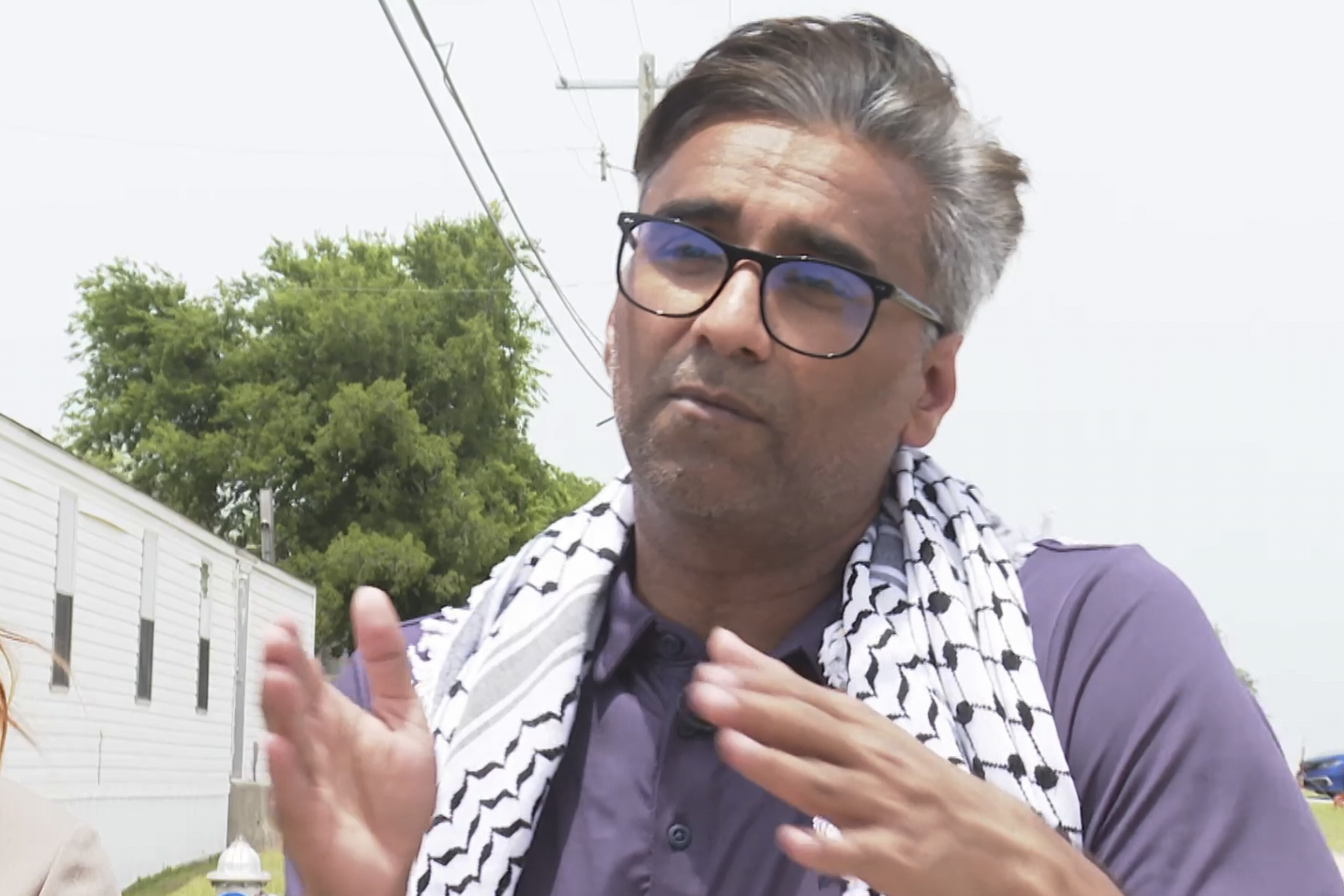 Badar Khan Suri, a Georgetown University scholar from India, speaks after he was released from immigration detention facility Wednesday, May 14, 2025, in Alvarado, Texas. (AP Photo/Kendria LaFleur)