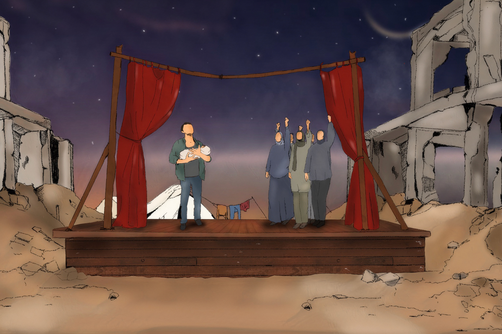 In Gaza, Palestinian actors turn stories of siege and loss into theatre, while confronting the same fears and hardships in their own lives
