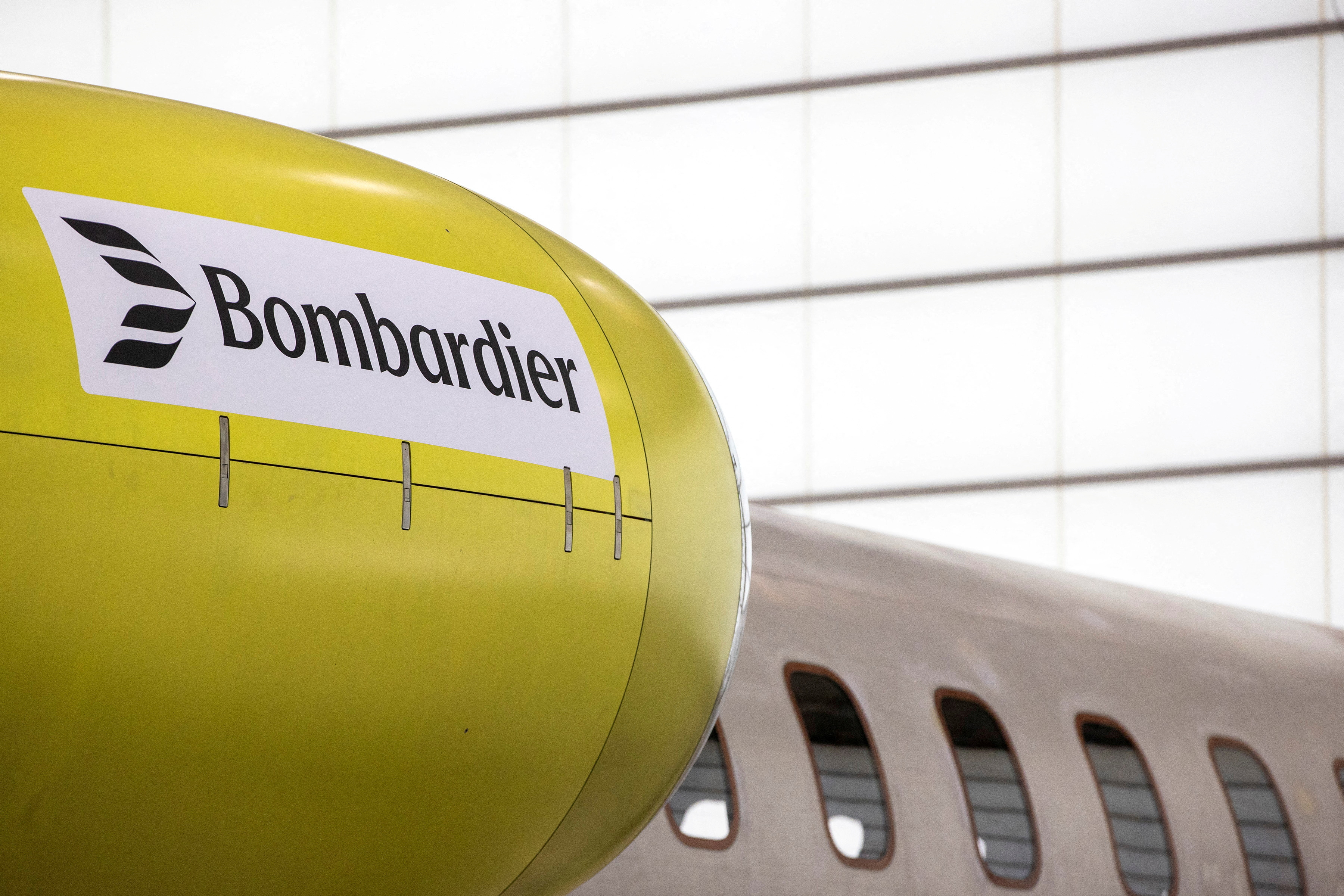 FILE PHOTO: Airplanes in production on the factory floor as Canadian business jet maker Bombardier holds an investor day at its plant in Mississauga, Ontario, Canada May 1, 2024. REUTERS/Carlos Osorio/File Photo