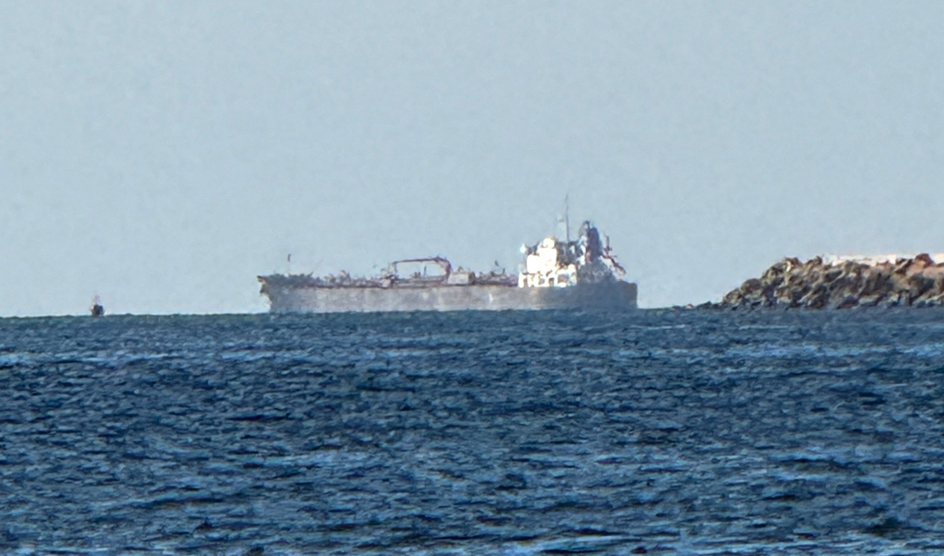 One of the Russian vessels that delivered supplies to coastal facilities in Syria long used by Moscow’s military after crossing the Mediterranean with its tracking signals switched off, according to sources familiar with the operation and movements tracked by Reuters and maritime intelligence firm SynMax, is seen inside the Port of Tartous in Tartous, Syria, September 9, 2026. Picture taken with a mobile phone. REUTERS/Stringer